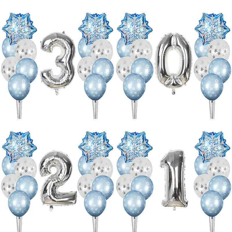 

13Pcs/Set Ice Snowflake Foil Balloon Digital Birthday Party for Kids Adults Balloons Baby Shower Christmas Birthday Decor Globos