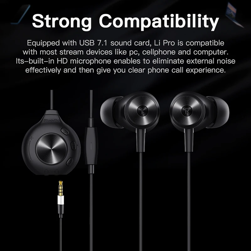 Bluedio Li pro проводные наушники 7 1 Виртуальная звуковая карта Hi-Fi стерео гарнитура