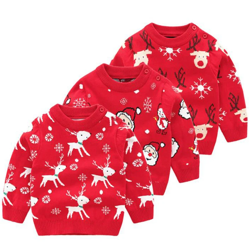 Детские свитера с оленем из мультфильма зимняя одежда для мальчиков