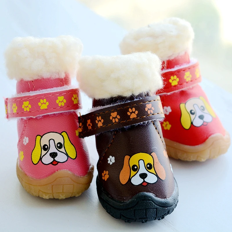Paw Print Waterproof Winter Shoes For Dogs Rain Snow Warm Pet Boots For Small Animal Puppy 4pcs/set Chihuahua Yorkshire Pug Shop