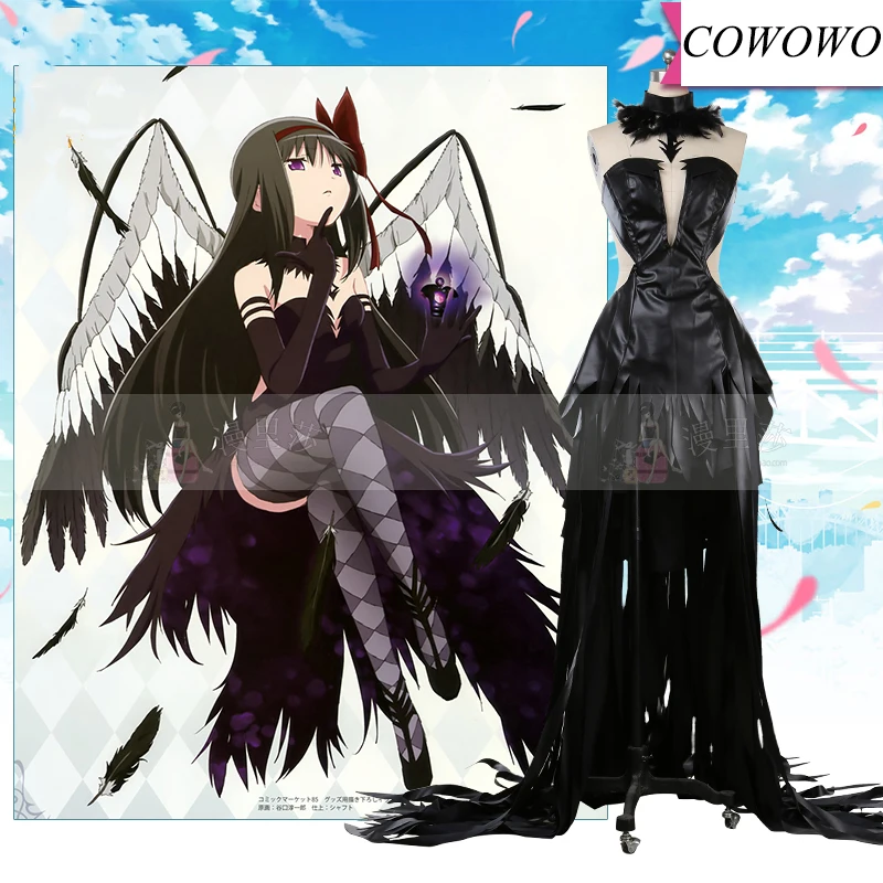Аниме! Puella Magi Madoka Magica Akemi Homura Devil черное платье красивая форма косплей костюм для