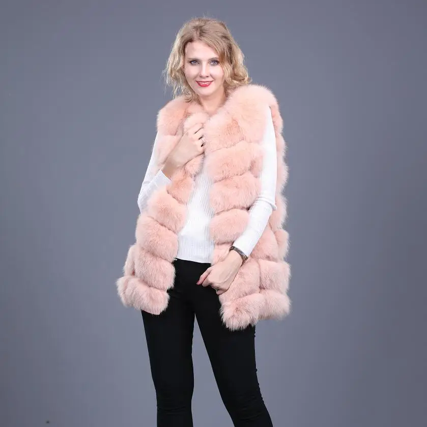 Pink Женский натуральный огненный жилет на натуральном меху красный лисий мех делая Серебряный лисий мех теплый зимний жилет Модный повседневный Европейский станция st - Цвет: Pink