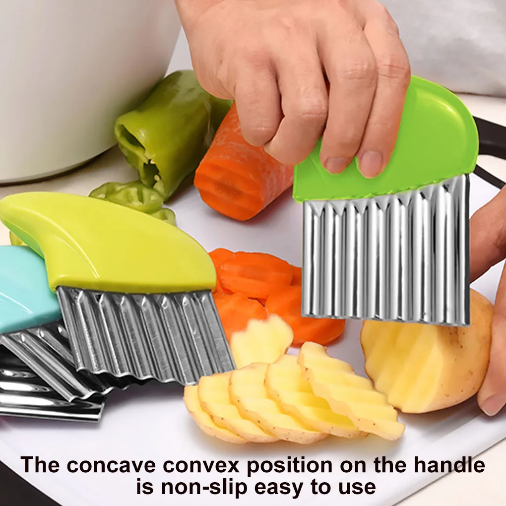 

1PC Wavy French Fries Cutter Stainless Steel Potato Slicer Vegetable Chopper Fruit Slicer Durable Kitchen Gadgets