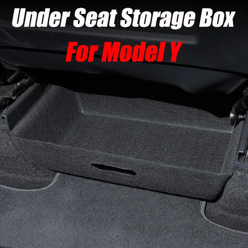 

Under Seat Storage Box For Tesla Model Y 2021 High Capacity Organizer Case Felt Cloth Drawer Holder Car Interior Accessories