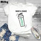 Женская футболка Wake  Shake Herbalife, забавная женская футболка Herbalife, повседневная женская футболка в стиле Харадзюку, женские топы