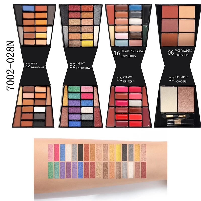 Miss Rose Fashion 104 цветные тени, блеск для губ Бронзирующая пудра румяна макияж набор кистей для макияжа шкатулка с зеркалом женский макияж A