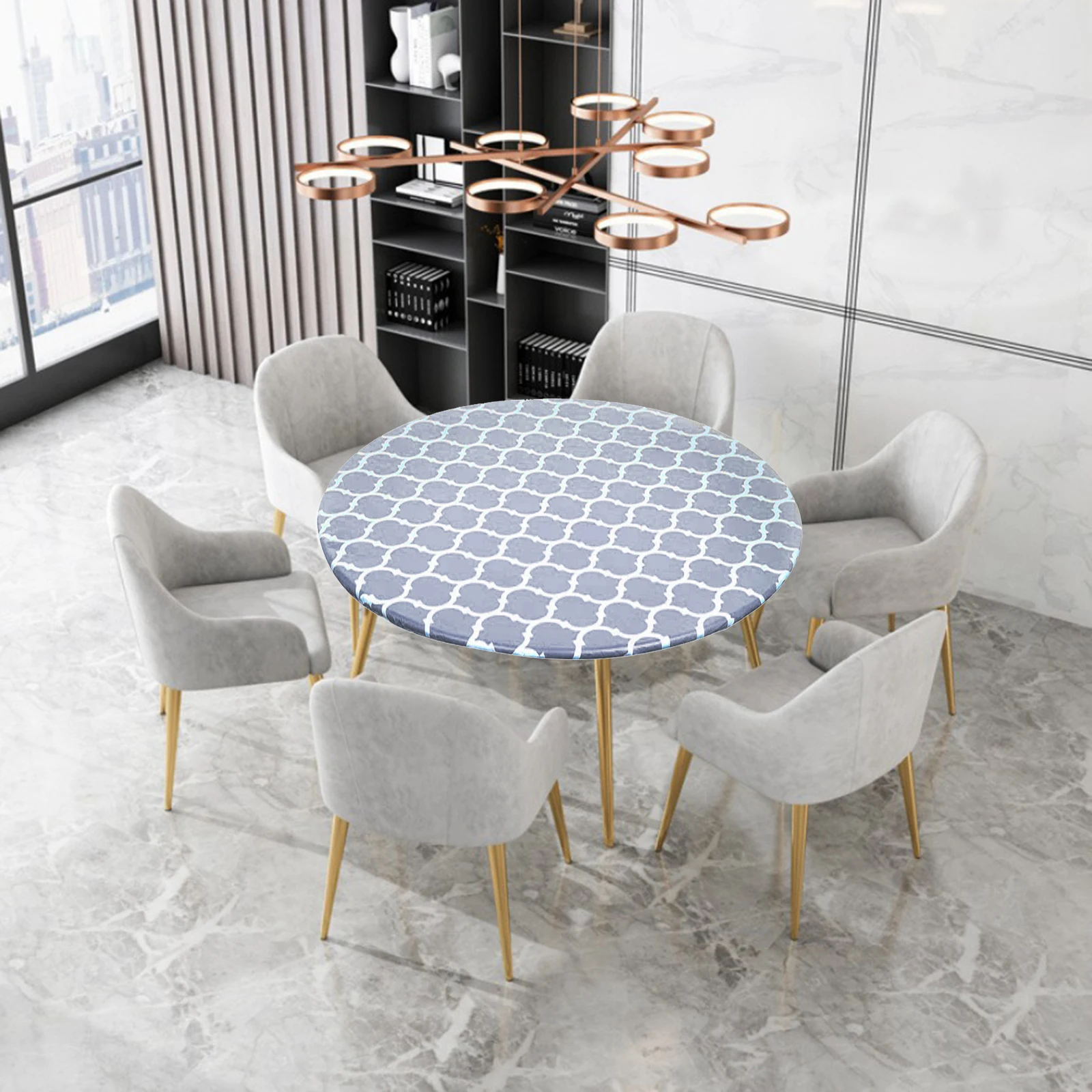 

ROUND TABLECLOTH OILPROOF PLASTIC FITTED TABLE COVER FOR DINING ROOM PARTIES