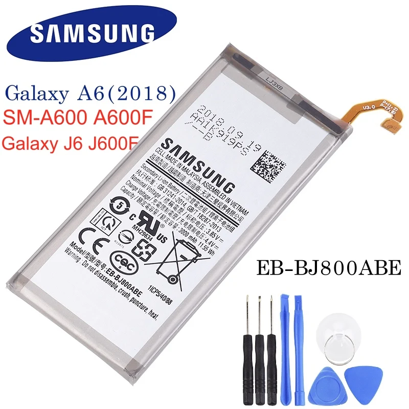 Оригинальный аккумулятор Samsung для Galaxy A6 (2018) 3000 мАч мобильный телефон и