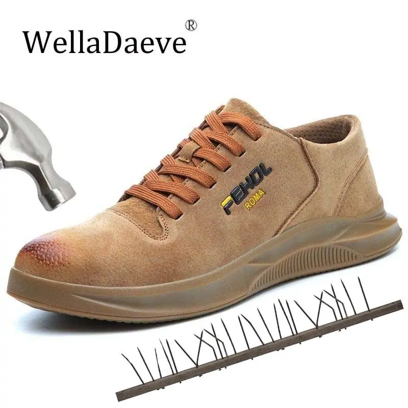 Мужская Рабочая защитная обувь со стальным носком Обувь из натуральной кожи