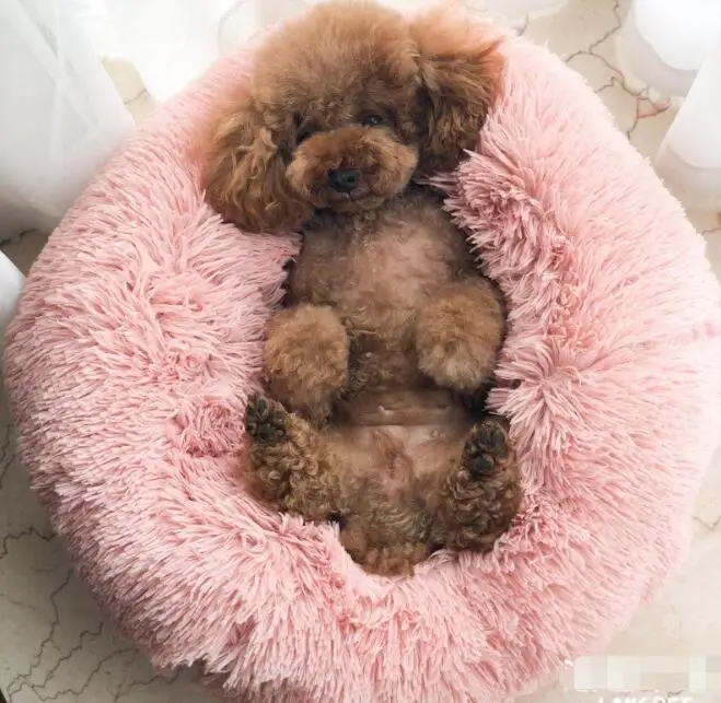 Круглый плюшевый домик для кошек мягкая длинная плюшевая кровать круглая собак