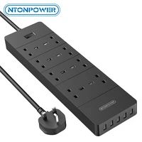 ntonpower extension lead wall mountable multi plug extension with surge protection 8 way 5 usb slots switched 13amp power strip