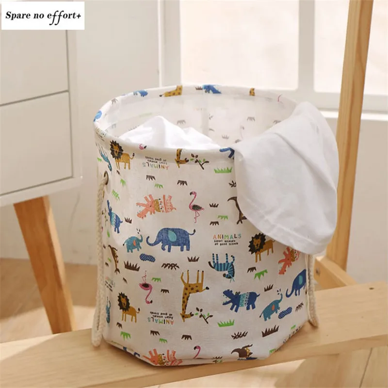 

Family Organizer Animal Pattern Cartoon Toy Quick Storage Bucket Laundry Basket White Large Capacity Storage Organizer