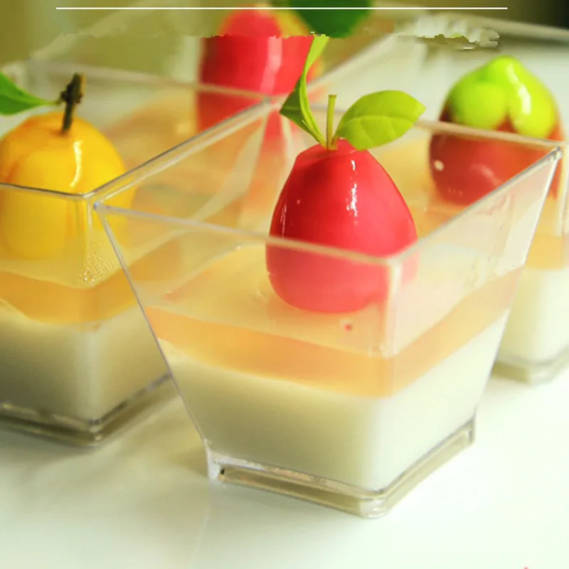 

50pcs MIni transparent mousse box 60ml small disposable hard plastic cup pudding jelly yogurt ice cream dessert boxes with lid