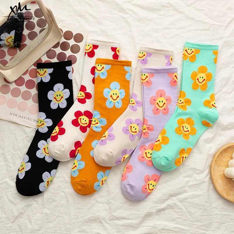 

2022 New Arrivals Korean Style Cartoon Flower Women Socks Harajuku Kawaii Socks Breathable Spring Summer Casual Socks