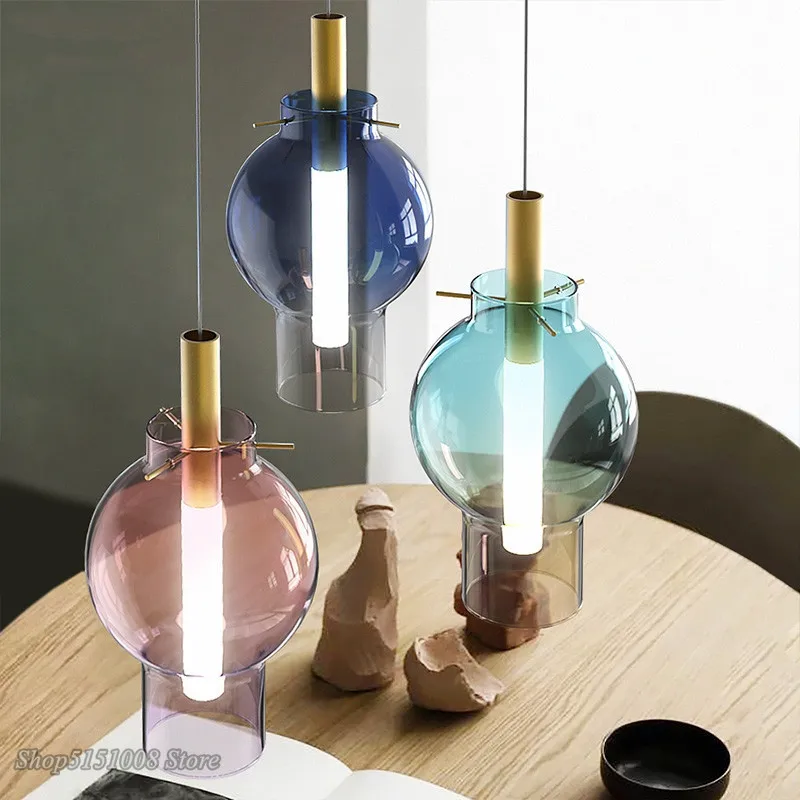 

Modern Pendant Lights Nordic creativity Led Glass Hanging Lamp Industrial Loft Dining Room Kitchen color Glass Lighting Fixtures