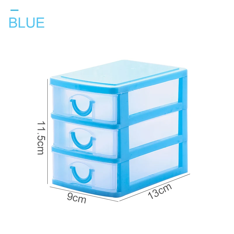 3 layer Blue BNBS маленький ящик Органайзер для шкафа пластиковый ящик для хранения комод единиц настольного хранения многослойная Организация макияж органайзер для ящика коробка для конфет - Цвет: 3 layer Blue