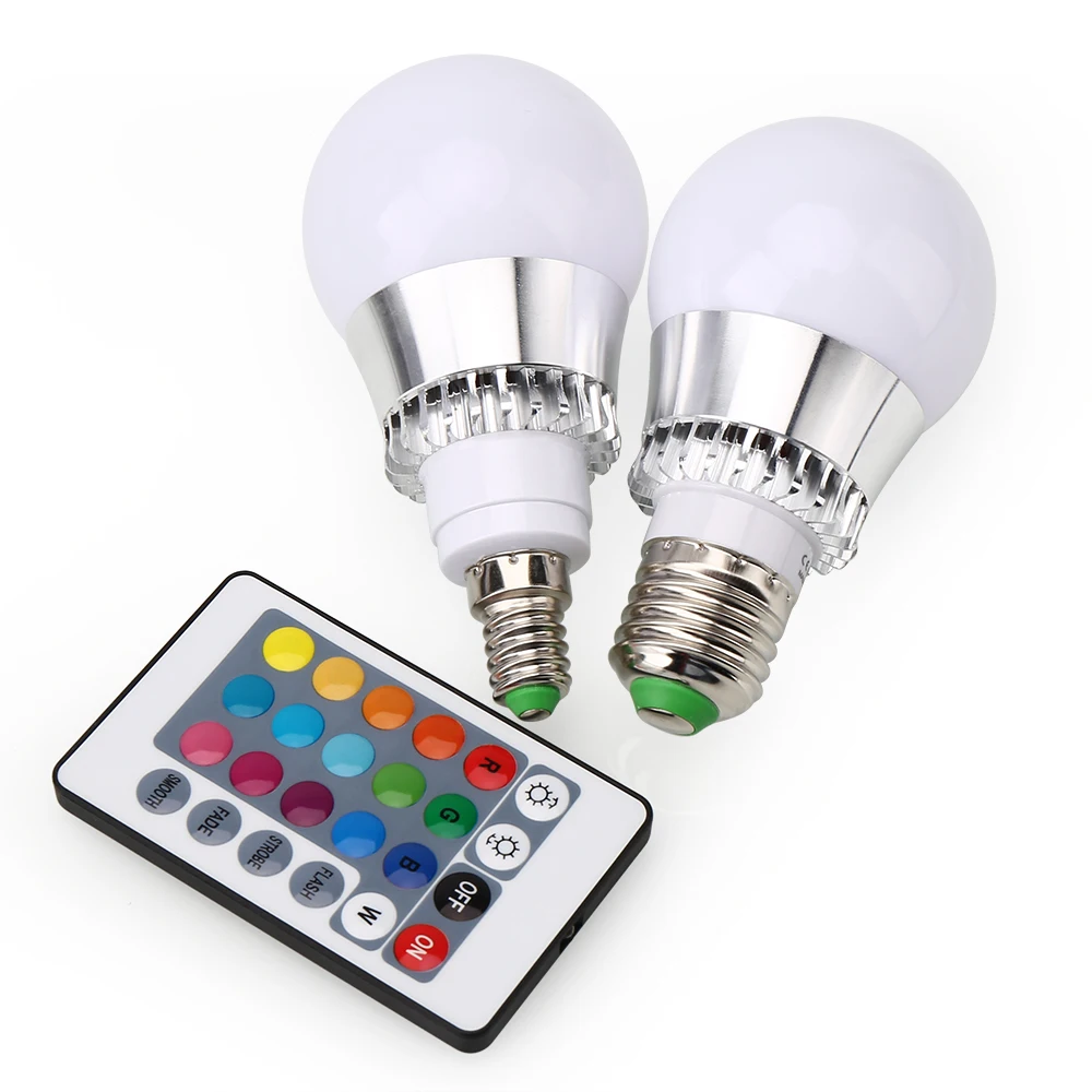 E27 E14 RGB светодиодный светильник 5 Вт 10 Вт Светодиодный светильник с пультом дистанционного управления светодиодная лампа Изменение цвета Домашнее освещение AC85-265V