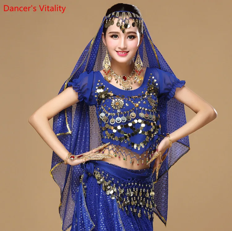 Женский костюм для танца живота шифоновый топ с короткими рукавами-фонариками и