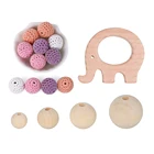 Деревянный Прорезыватель для зубов, детские игрушки для прорезывания зубов, бусины, погремушка сделай сам, зажим для коляски, детский деревянный Прорезыватель для зубов