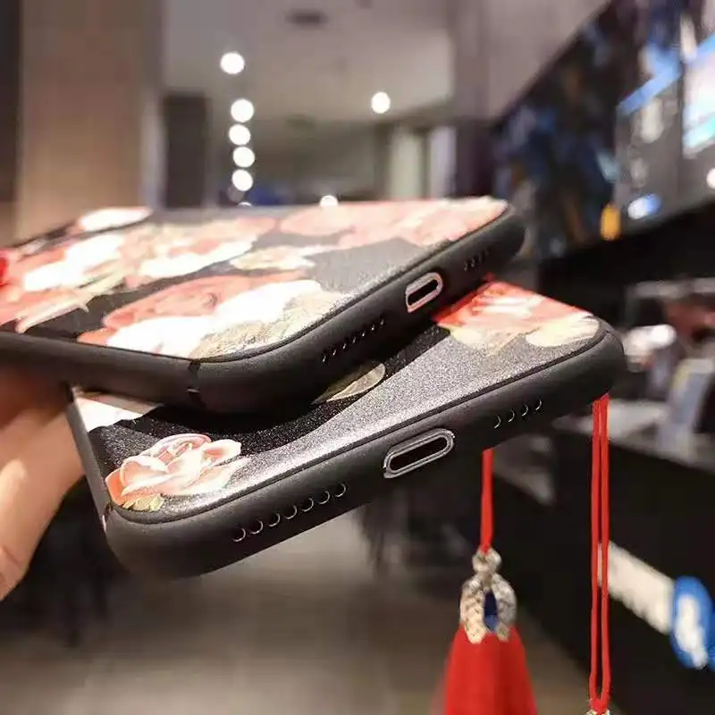 Для iPhone 11 Pro Max чехол для 6 6s 7 8 Plus китайский стиль Женский Матовый Мягкий