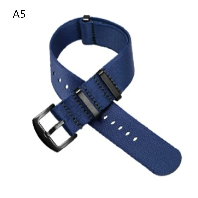 A5black Clasp 20, 22 мм, Парашютная сумка для французских солдат, для NATO, эластичный нейлоновый ремень, общие бренды, Wacthband, ремешок для часов, военный браслет - Цвет ремешка: A5black Clasp
