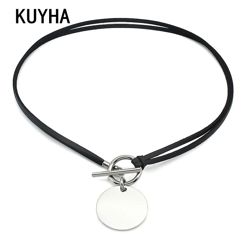 Fashion Collar Punk Round Choker Brown/Black Braided Leather Neck Buckle Necklaces With Charm Jewelry For Couple | Украшения и