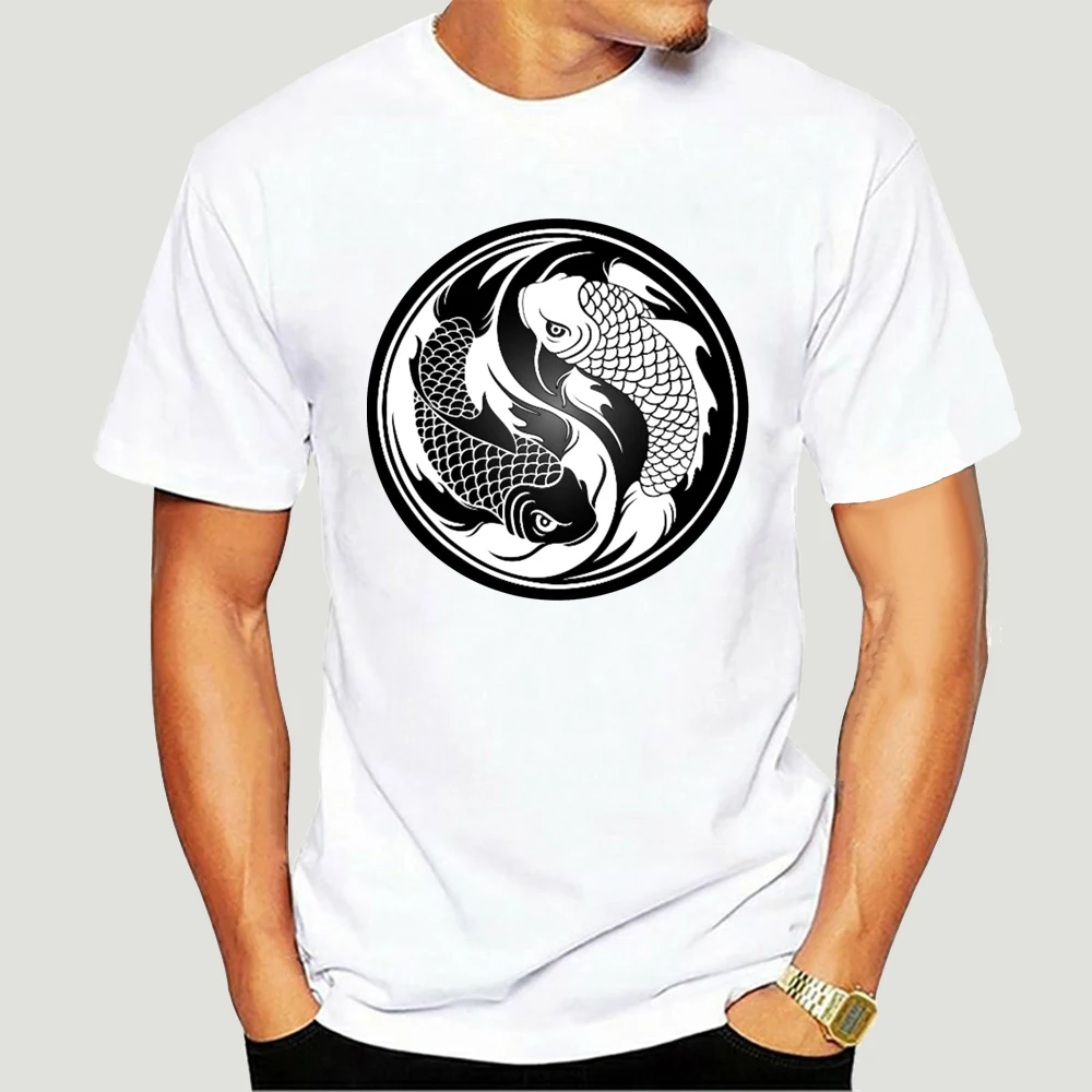 

Classical Style Carp Fish Yin Yang T Shirts Men T-Shirt Fit Unisex Short Sleeve Tee Shirt O-Neck Casual Men Clothing Graphic Top