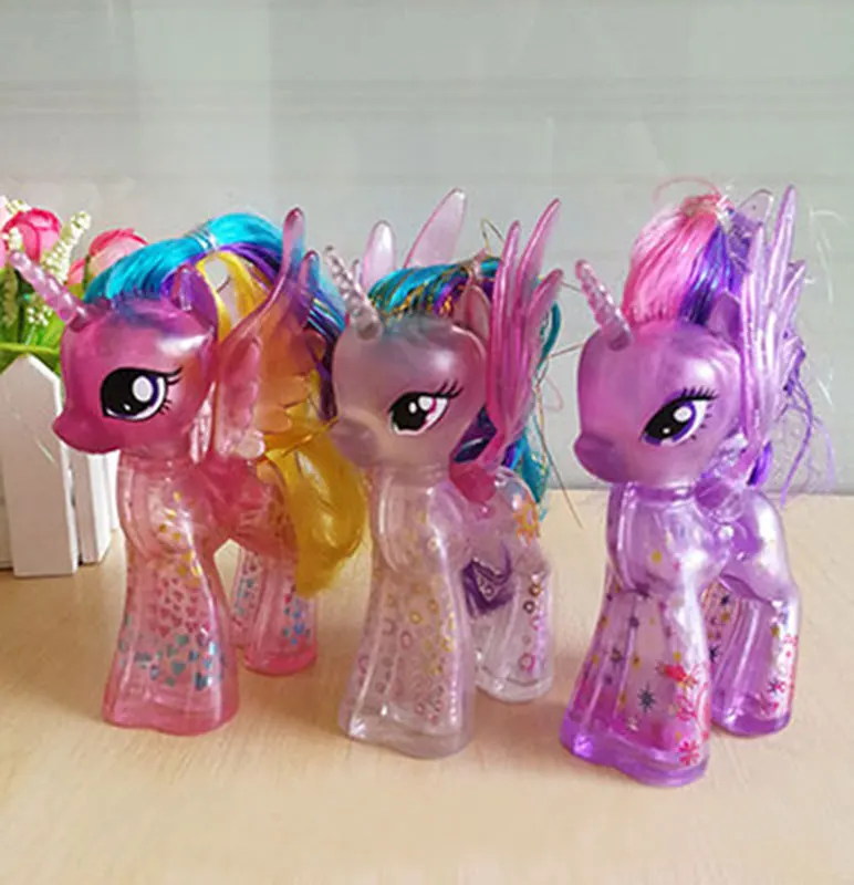 My Little Pony, Хрустальная принцесса, блестящий пони, Сумеречная искорка, Принцесса Селестия, фигурка для девочек, игровой домик, Подарочная игрушка - Цвет: 3 PIECES