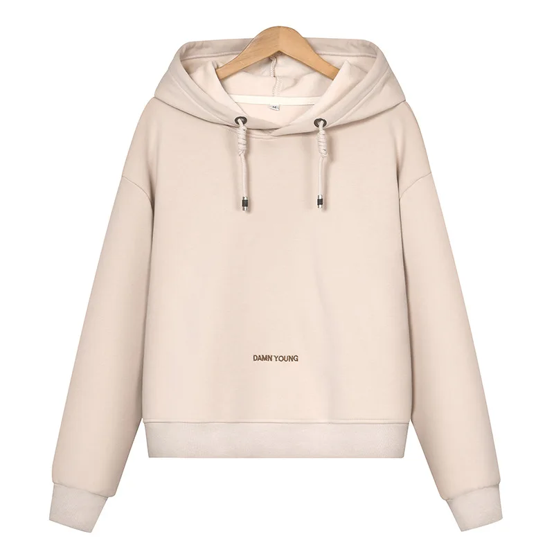 

YourSeason 2021 Winter Spring Casual Ladies Hooded Fleece Hoodies Korean Women Loose Pullover Sweatshirts Solid Color