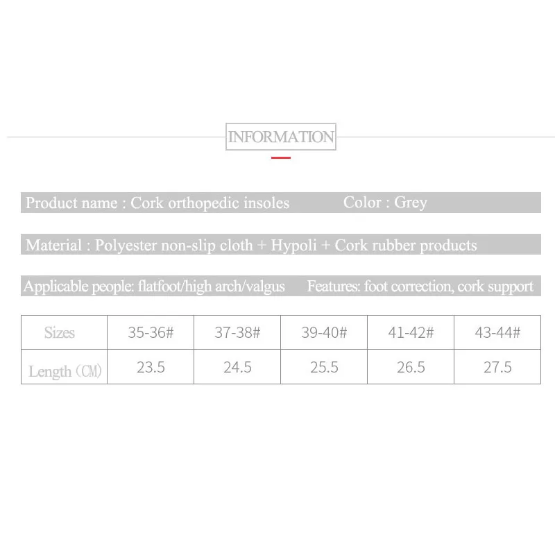 Cork Orthotic Arch Support Insoles Unisex Flat Foot Non-slip Shoes Sole Pads Deodorant Breathable Running Inserts Cushion Men