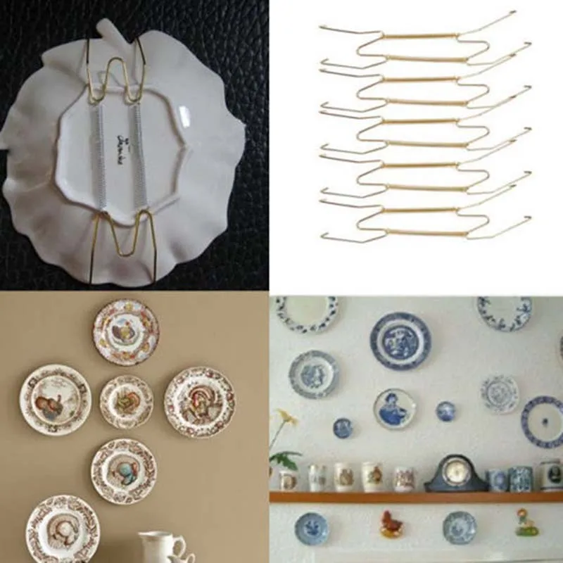 

Wall Display Plate Dish Hangers Holder & Racks W Type Invisible Spring Hanging Hook Plates Home Decorating Porch Decor