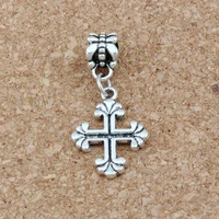 20 pcs lot dangle vintage crucifix cross charm big hole beads fit european bracelet jewelry 15x33mm a 274a