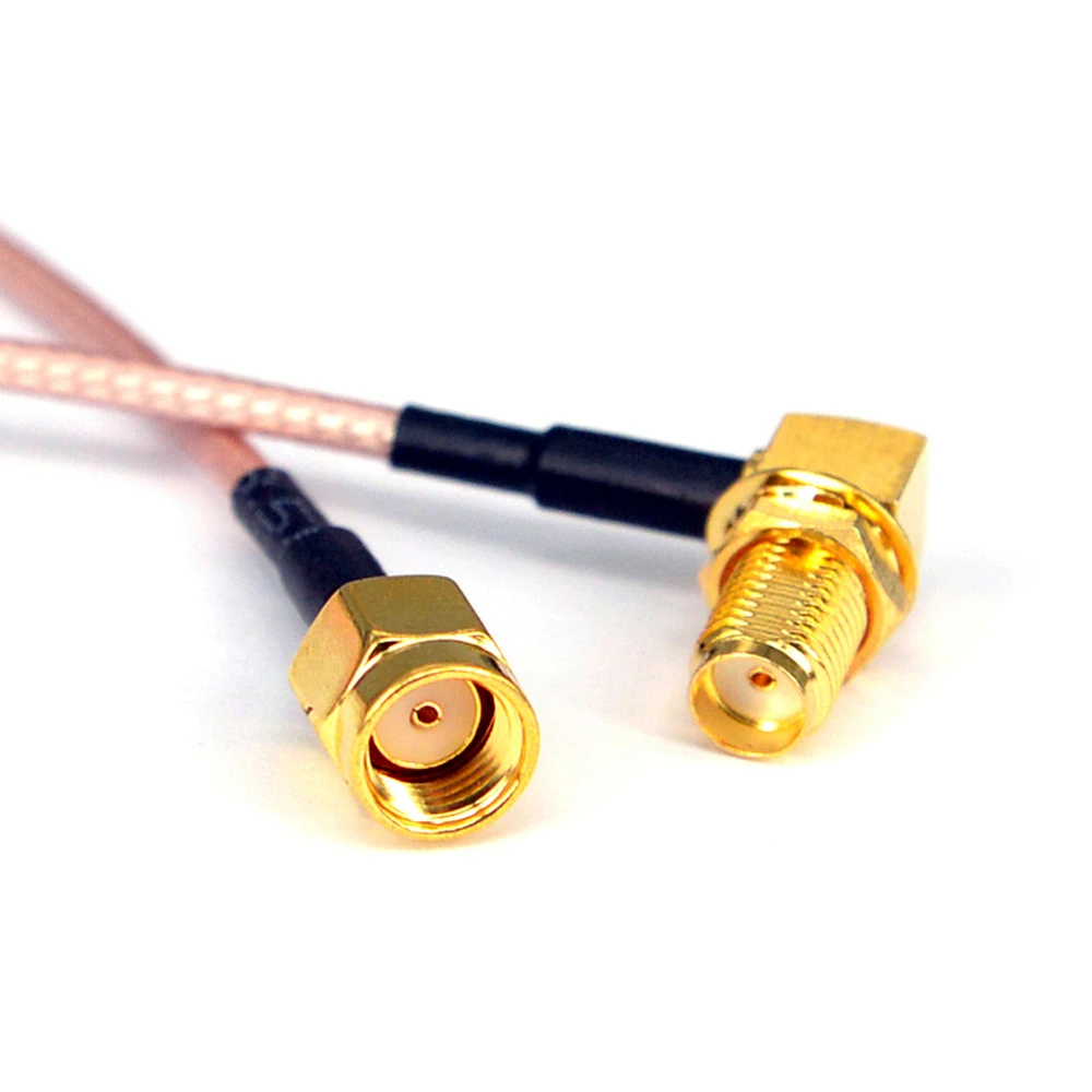 

100pcs RFconnector cable SMA Female Rightangle to RP SMA Male Coax Antenna Adapter Pigtail Extension Cord RF Connector Cable
