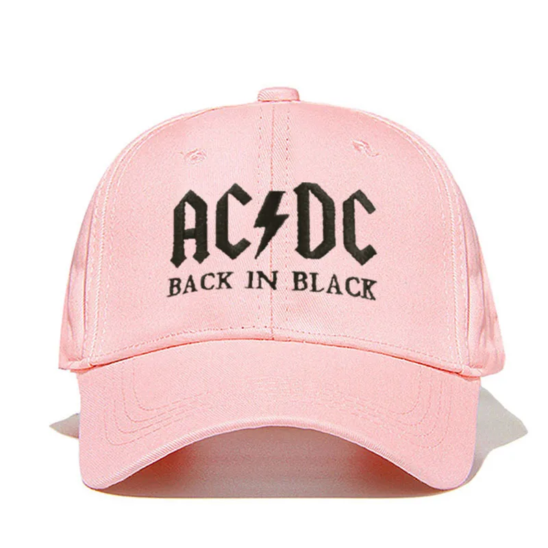 Pink black Новинка, бейсболка с полосами AC/DC, кепка в стиле рок, хип-хоп, Мужская бейсболка acdc, Кепка с вышитыми буквами, Повседневная шляпа для диджея, рок, папы, Прямая поставка - Цвет: Pink black