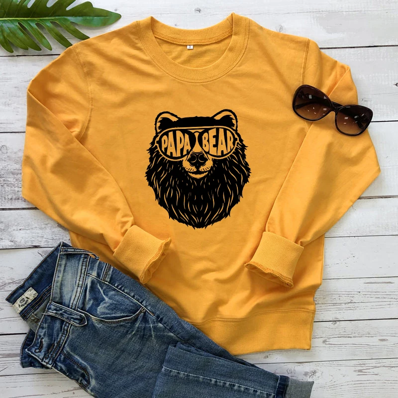 Papa Bear 100% хлопковый свитшот забавные Father's Day Подарочный пуловер свободного