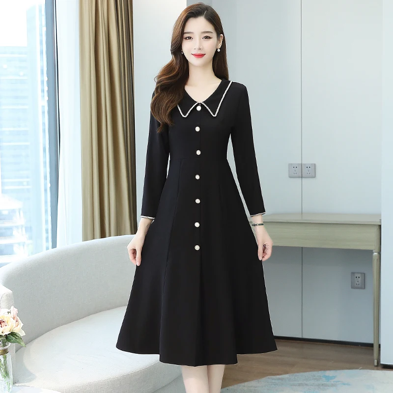 

High quality 2020 new dress, elegant woman Peter lapel dress