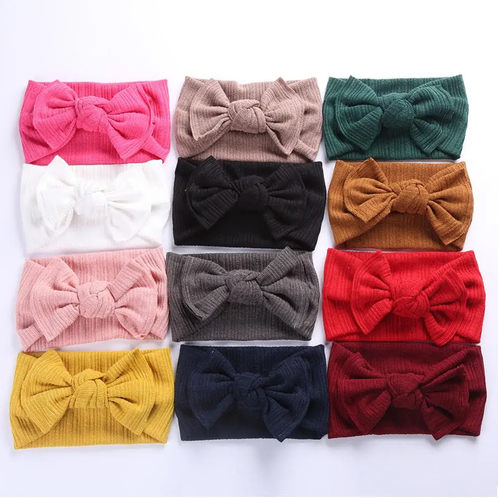 

10pcs/lot,18*12 cm Cute Girl Headbands Knitted Newborn Bows Turban Infant Headband Warm Hairbands Headwrap Kids Hair Accessories