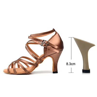 Brown 8.3cm Искусственная Пелле Scarpe Da Ballo Latino Donna Scarpe Da Ballo Delle Signore Marrone Inferiore Molle Sandali - Цвет: Brown 8.3cm