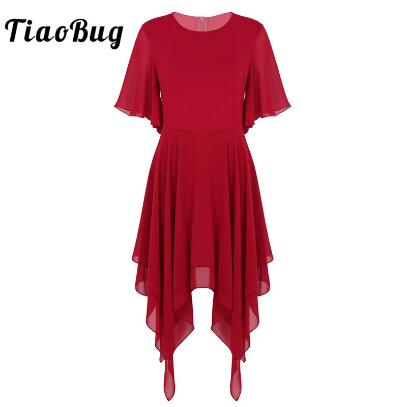 TiaoBug однотонный Асимметричный шифон для взрослых современная женская модель