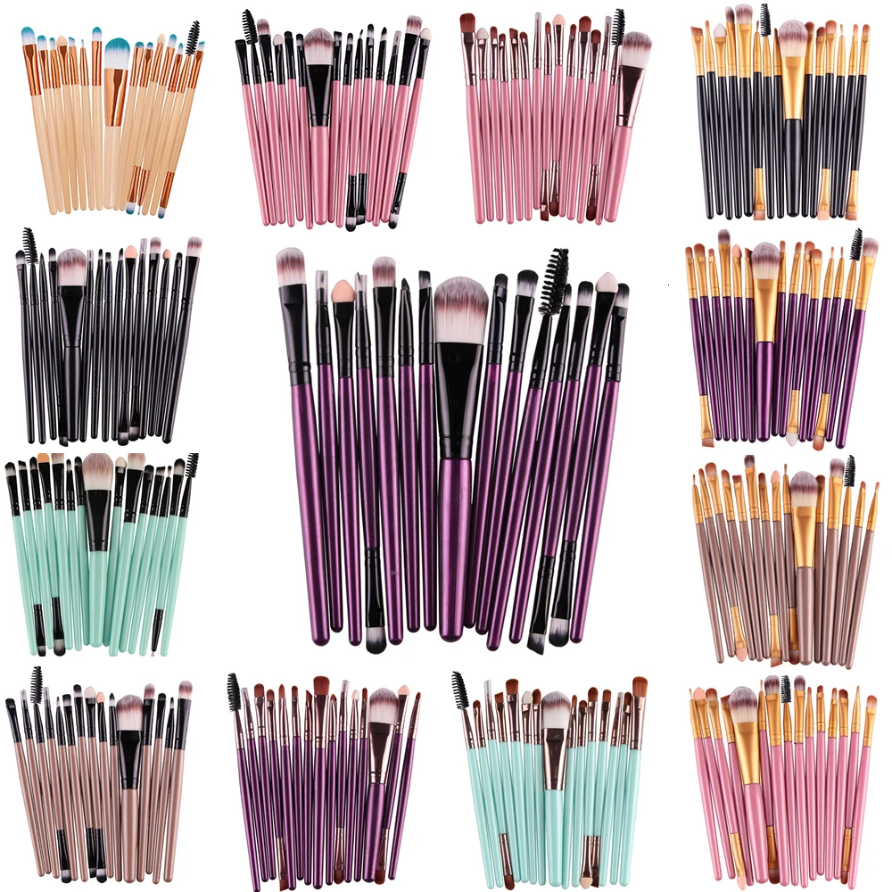 15 шт./компл. кисти для макияжа Набор теней век Пудра карандаш глаз с ресницами