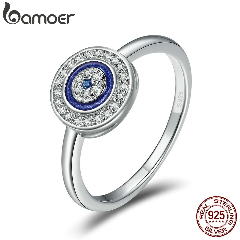 BAMOER, настоящее, серебро 925 пробы, счастливые голубые глаза, Женское кольцо на палец, для свадьбы и помолвки, Ювелирное кольцо SCR208