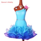 Платье для латиноамериканских танцев, для девочек, с открытым плечом, с капкейком, платье для латиноамериканских танцев, сальсы, самбы, танго, бальных соревнований