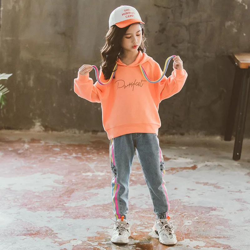 Весенние комплекты для девочек повседневная одежда корейские однотонные