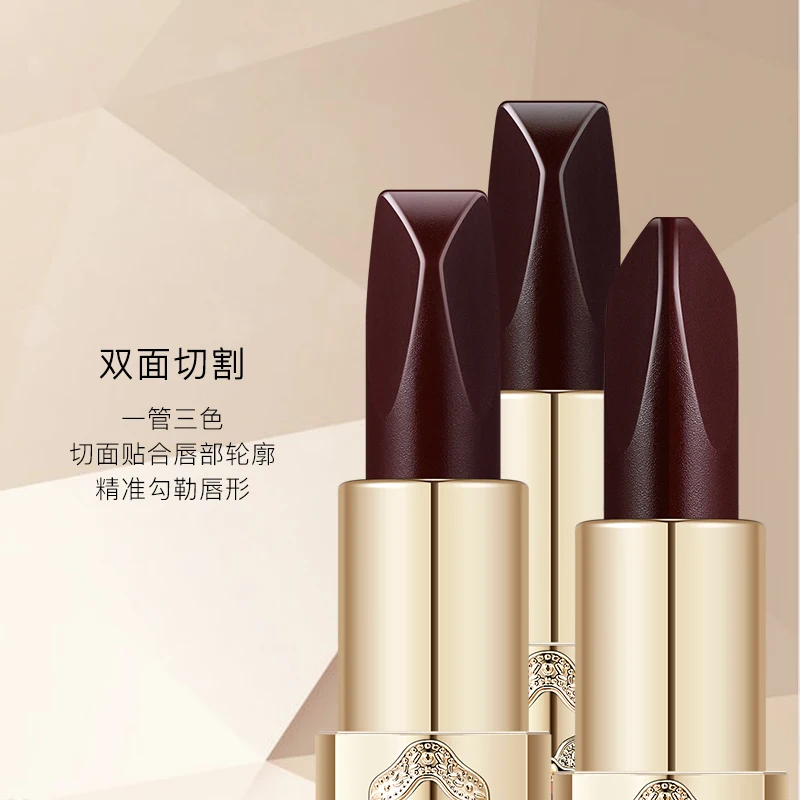 MACFEE matte lipstick Unity of 3 colors brown red orange soft pigment long lasting waterproof gold diamond MA061 |