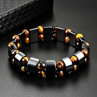 double hematite tigers eye bracelets men tiger eye hematite charm bracelets for women natural energy stone bracelet jewelry