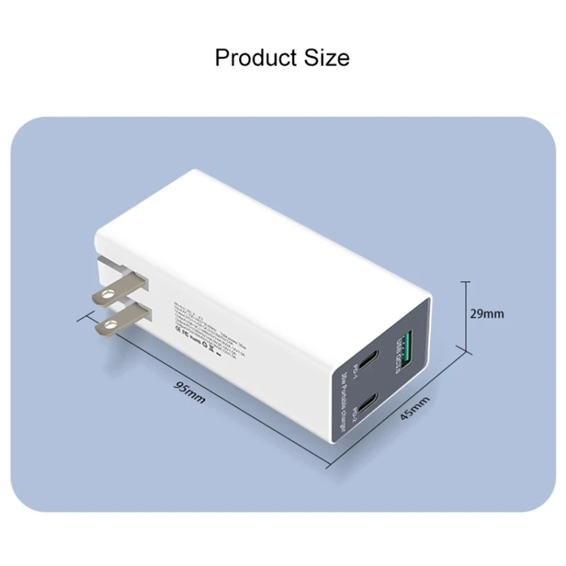 

36W USB Type C Quick Charger QC3.0 Double PD 90 Degrees Foldable Portable Multi-function Fast Charger For Cellphone Tablet PC