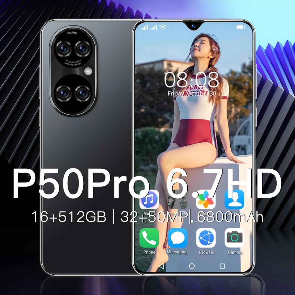 

HUAWA P50 Pro 6.7" Smartphones 12GB RAM 512GB ROM Andriod11 Deca Core Snapdragon888 32MP 50MP Dual SIM 6800mAh MobilePhones