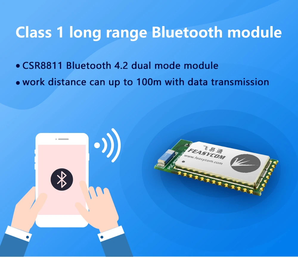 Двухрежимный модуль FEASYCOM Class 1 CSR8811 Bluetooth 4 2 с поддержкой UART Data и I2S Audio