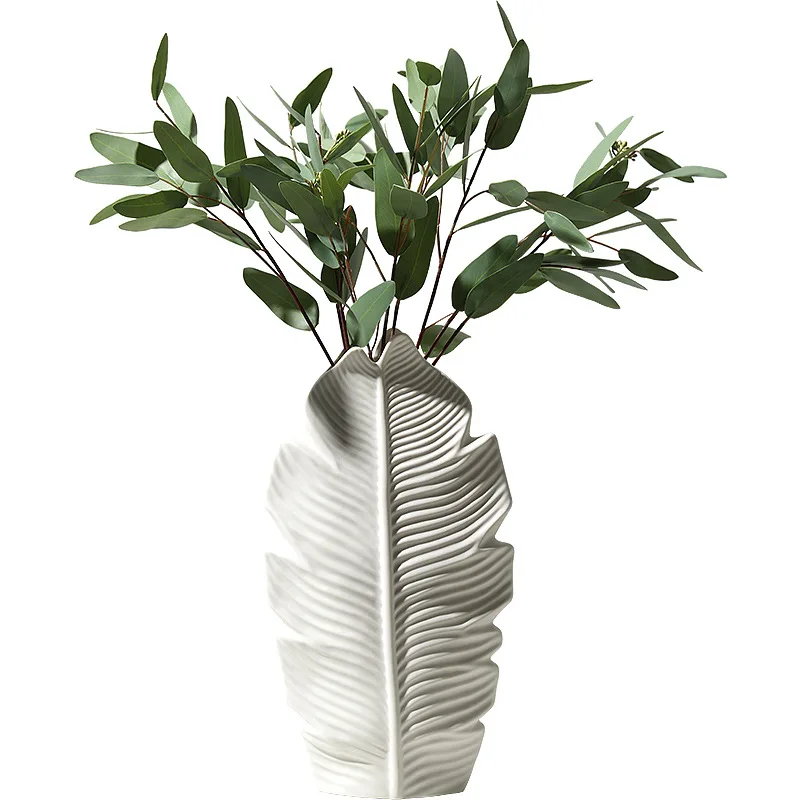 

Nordic style home vase decoration living room flower arrangement modern floral ceramic three-piece white vase decoration