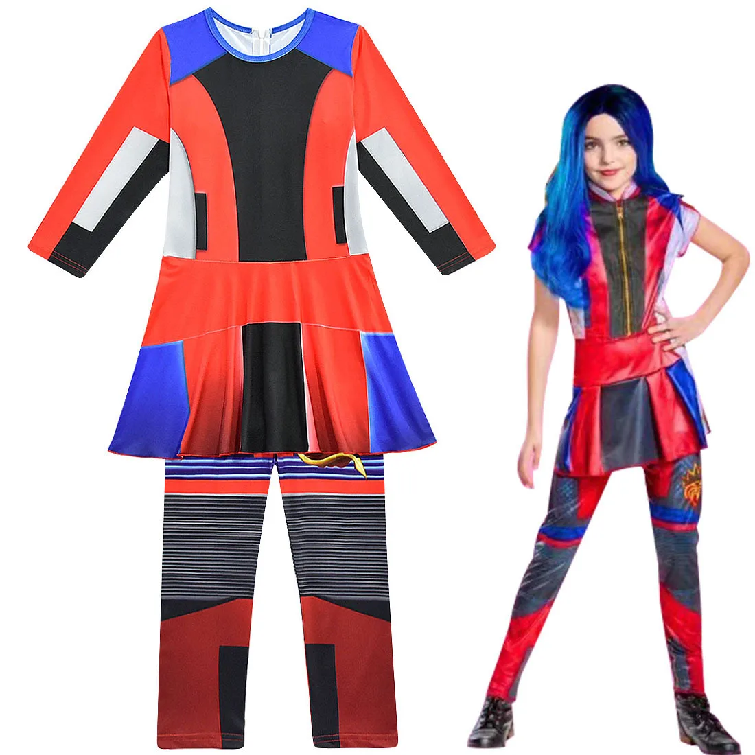 Halloween Costumes for Girls Vocaloid Cosplay Descendants 3 Evie Mal Audrey Kids Jumpsuits Zentai Funny Carnival Party Clothes